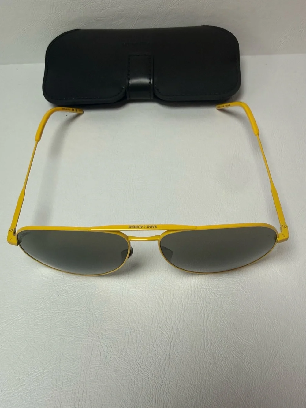 Saint Laurent Classic 11 Unisex Yellow Aviator Sunglasses